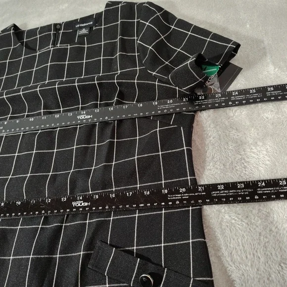 Liz Claiborne Dress Ladies 14 Black/White Check Sheath Dinner Work Church Party - Picture 5 of 10